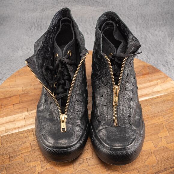 Converse All Star Lux Zip Shroud Womens Hidden Wedge Sneaker Black Leather Sz 7 - Picture 3 of 8